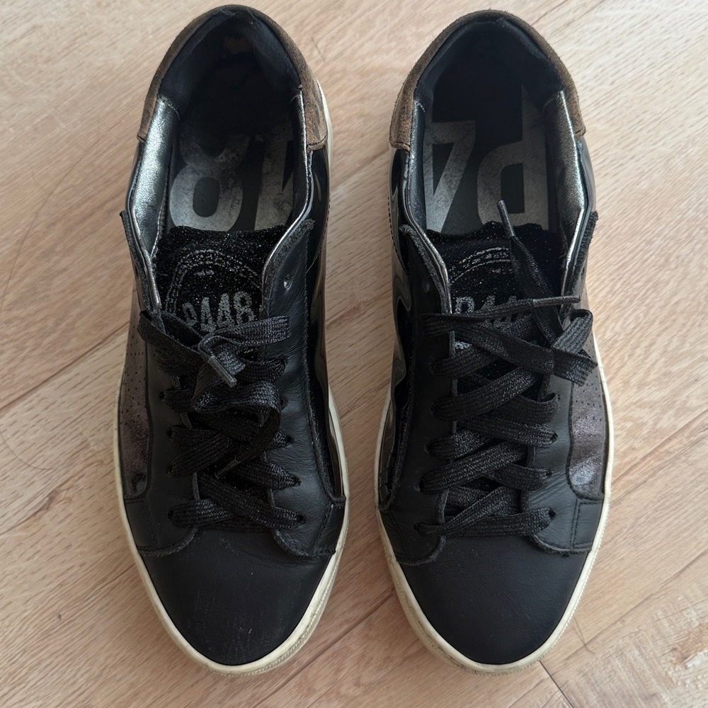 P448 Black Platform Sneakers with White Soles. Size 39